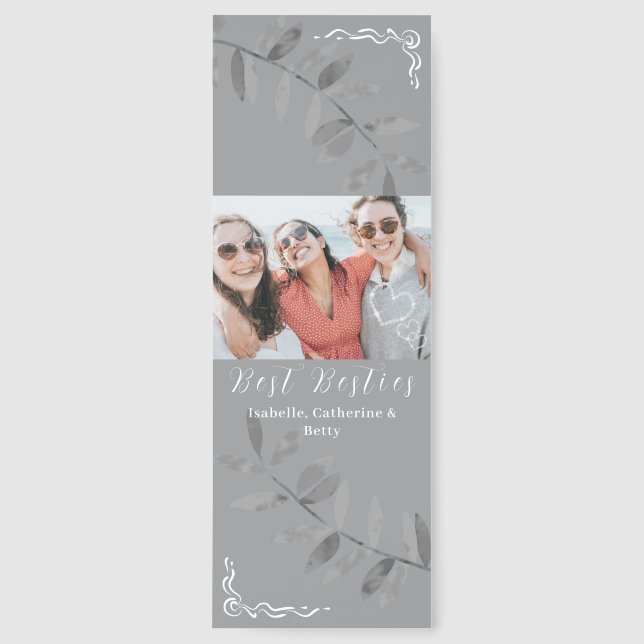 Glittering Hearts Friends Photo Grey Bookmark (Front)
