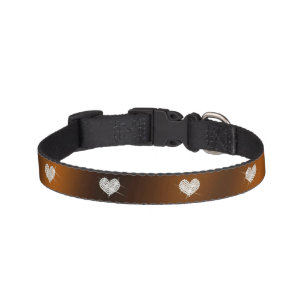 Glittering Hearts Satin Brown Dog Collar