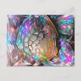 Glittering iridescent crystalized turtle shell postcard