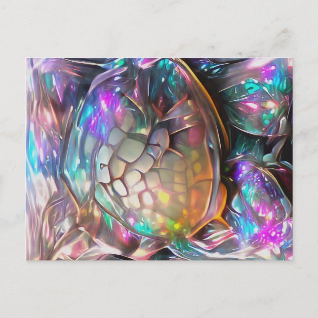 Glittering iridescent crystalized turtle shell postcard (Front)