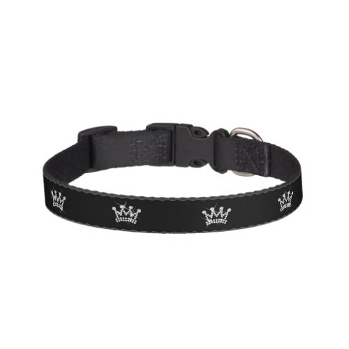 Glittering King Crown Black Dog Collar