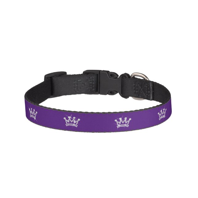 Glittering King Crown Purple Dog Collar (Front)