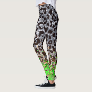 Glittering Leopard and Clover Fusion Leggings