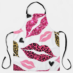 Glittering Lips: Leopard Fashion Pattern Apron