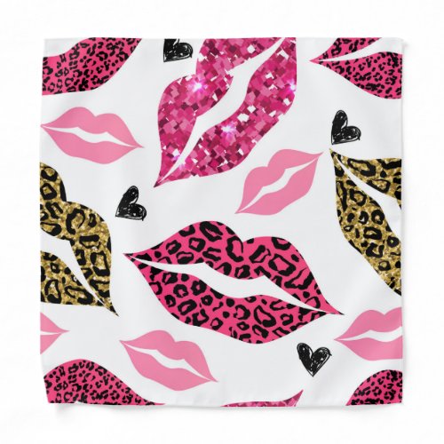 Glittering Lips Leopard Fashion Pattern Bandana