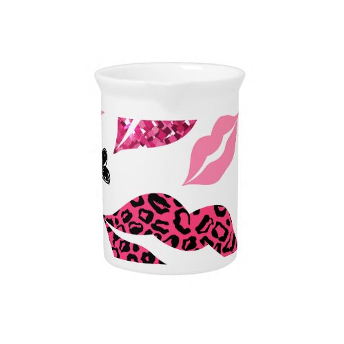Glittering Lips Leopard Fashion Pattern Beverage Pitcher