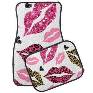 Glittering Lips: Leopard Fashion Pattern Car Floor Mat