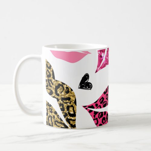 Glittering Lips Leopard Fashion Pattern Coffee Mug
