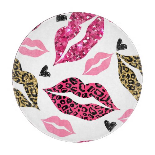 Glittering Lips Leopard Fashion Pattern Cutting Board