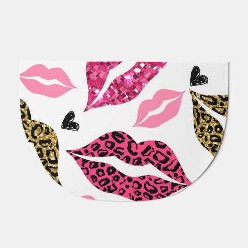 Glittering Lips Leopard Fashion Pattern Doormat