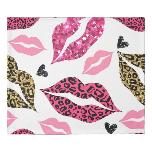 Glittering Lips Leopard Fashion Pattern Duvet Cover