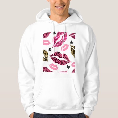 Glittering Lips Leopard Fashion Pattern Hoodie