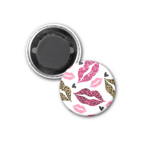 Glittering Lips Leopard Fashion Pattern Magnet