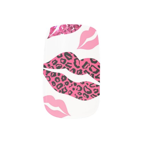 Glittering Lips Leopard Fashion Pattern Minx Nail Art