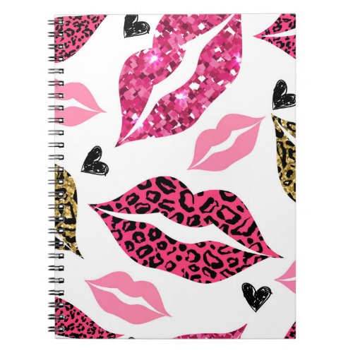 Glittering Lips Leopard Fashion Pattern Notebook
