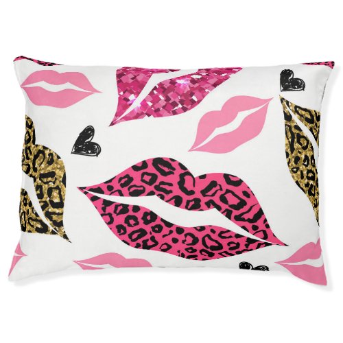 Glittering Lips Leopard Fashion Pattern Pet Bed