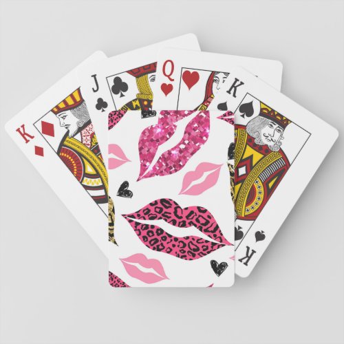 Glittering Lips Leopard Fashion Pattern Playing Cards