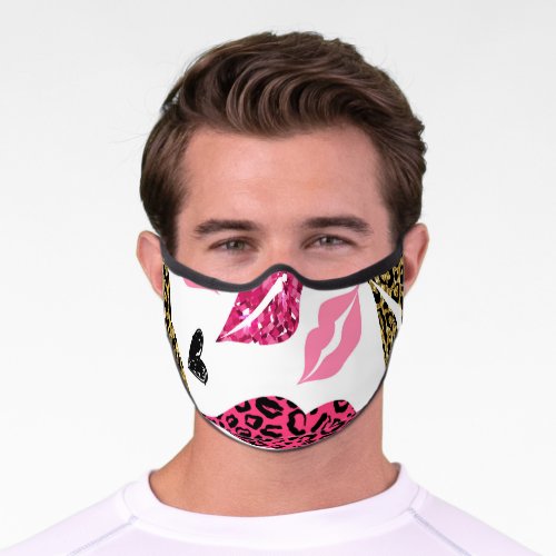 Glittering Lips Leopard Fashion Pattern Premium Face Mask
