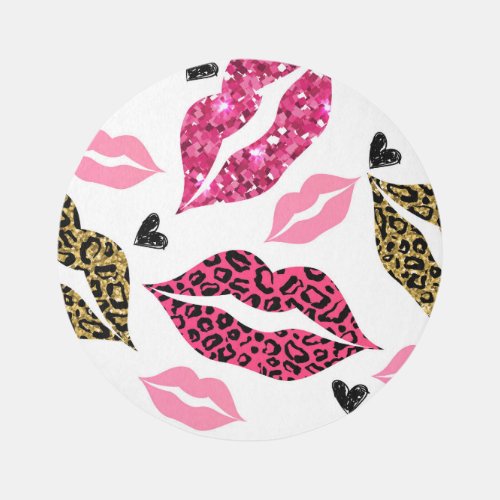Glittering Lips Leopard Fashion Pattern Rug