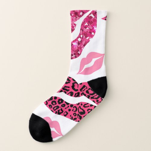 Glittering Lips Leopard Fashion Pattern Socks