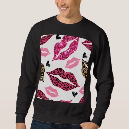 Glittering Lips Leopard Fashion Pattern Sweatshirt