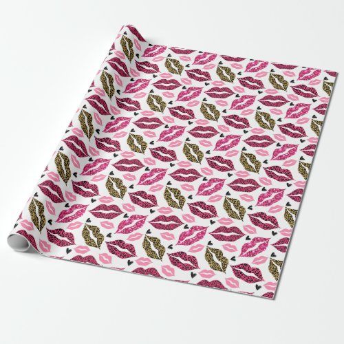 Glittering Lips Leopard Fashion Pattern Wrapping Paper