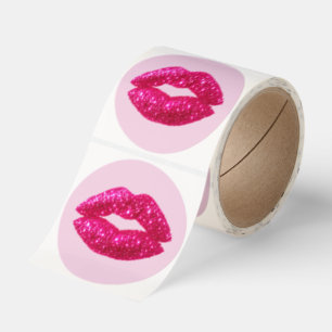Glittering Lipstick Kiss Classic Round Sticker