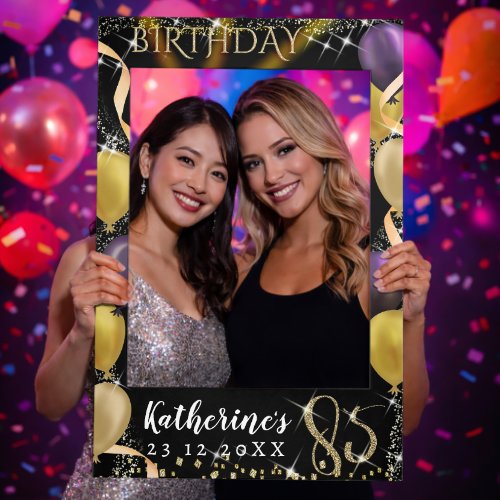 Glittering Luxury Balloons 85th Birthday Black Selfie Frame