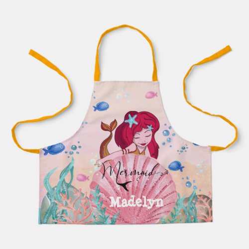 ️Glittering Mermaid Under The Sea Custom Name  Apron