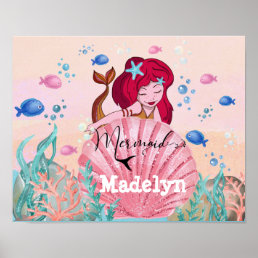 &#129500;‍♀️Glittering Mermaid Under The Sea Custom Name  Poster