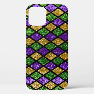 Glittering paillettes diamonds, festive background iPhone 12 case