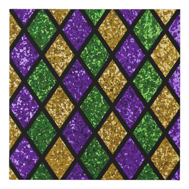 Glittering paillettes diamonds, festive background faux canvas print (Front)