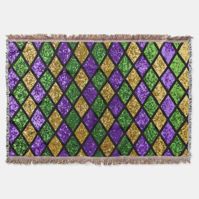 Glittering paillettes diamonds, festive background throw blanket (Front)
