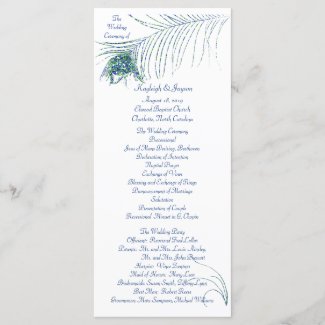 Glittering Peacock Wedding Program Rack Card
