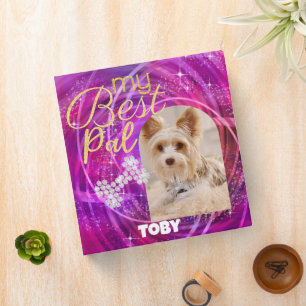 Glittering Pet Dog Photo Magenta Binder