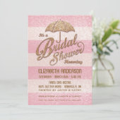 Glittering Pink Bold Stripes Bridal Shower Invite (Standing Front)