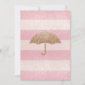 Glittering Pink Bold Stripes Bridal Shower Invite (Back)