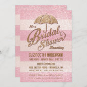 Glittering Pink Bold Stripes Bridal Shower Invite (Front/Back)