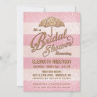 Glittering Pink Bold Stripes Bridal Shower Invite