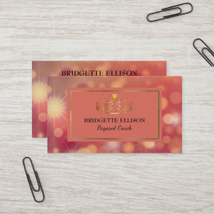 Glittering Pink Red Gold Shiny Pageant Coach Business Card