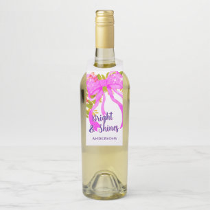 Glittering Pink Ribbon Christmas Bottle Hanger Tag