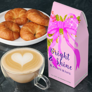 Glittering Pink Ribbon Christmas Pink Roasted Coffee