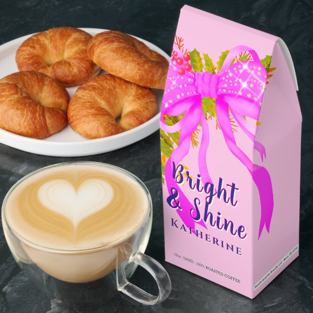 Glittering Pink Ribbon Christmas Pink Roasted Coffee (Breakfast)