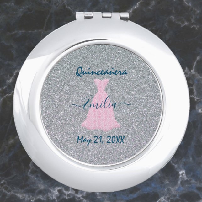 Glittering Quinceanera Commemoration Compact Mirro Compact Mirror (Creator Uploaded)