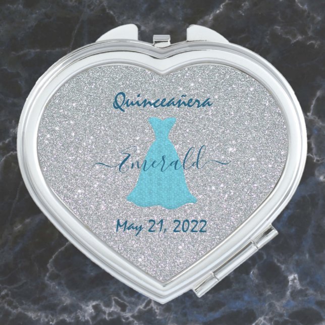 Glittering Quinceanera Commemoration Compact Mirror (Bookmark my store! https://www.zazzle.com/store/capricepetit)