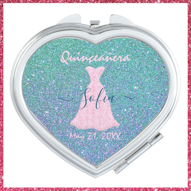 Glittering Quinceanera Commemoration  Compact Mirror (Creator Uploaded)