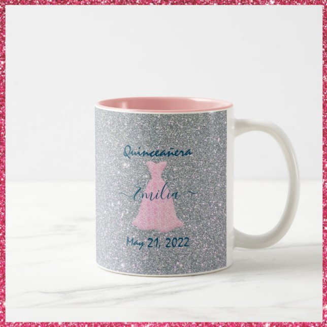 Glittering Quinceanera Commemoration Two-Tone Coff Two-Tone Coffee Mug (Creator Uploaded)
