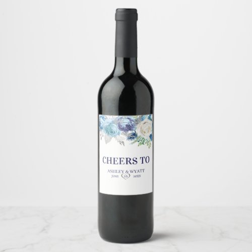 Glittering Roses And Leaves Wine Label