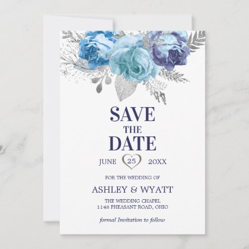 Glittering Roses Save The Date