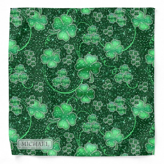 Glittering Shamrocks and Swirls ID289 Bandana (Front)